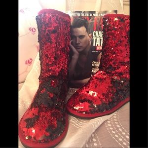 Red and Black Sequin Boots ✨✨